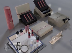 Giorgio Armani lipsticks, nail polish, perfume bottle, boxes