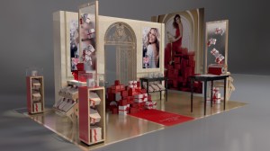 perspective of display stand with Julia Roberts image and xmas gifts